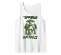 They were Here First Retro Alien UFO Cryptid Bigfoot Tank Top
