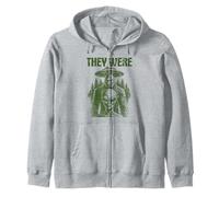 They Were Here First Retro Alien UFO Cryptid Bigfoot Zip Hoodie