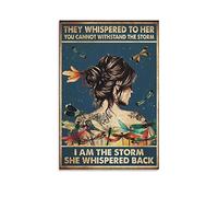 They Whispered to Her You Cannot Withstand The Storm I Am The Storm She Whispered Back Poster, Retro Girl Art, Dragonfly Print Wall Art Wall Art Decor Print Picture Paintings 12x18inchs(30x45cm)