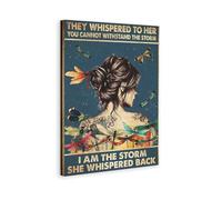 They Whispered to Her You Cannot Withstand The Storm I Am The Storm She Whispered Back Poster, Retro Girl Art, Dragonfly Print Wall Art Wall Art Decor Print Picture Paintings Frame:8x12inchs(20x3