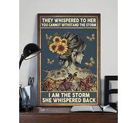 They Whispered To Her You Cannot Withstand The Storm I Am The Storm She Whispered Back Sunflower Girl Poster Hippie Sunflower Girl Decor Metal Sign Poster 8x12 inches