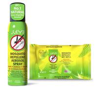 THEYE, Mosquito Repellent Travel Pack with 12 Wipes and 150ml Continuous Aerosol Spray, 100% Natural DEET-Free Plant-Based Insect Repellent with Citrepel, Up to 6 Hours Protection, UK Made