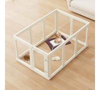 THEYFIRST Clear Acrylic Dog Playpen Indoor, 24" Tall Puppy Play Pen with Door for Cat Bunny Small Animals, Transparent Doggie Fence Kennel Rabbit Ferret,Portable Pet Cages Easy Assemble, White, 10PCS