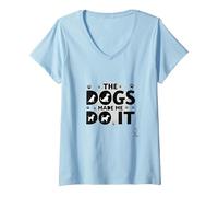 They're Eating The Dogs Made Me Do It - Funny Pet Humor V-Neck T-Shirt, Women, Baby Blue, XL