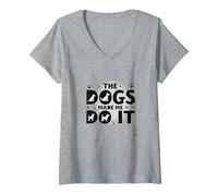 They're Eating The Dogs Made Me Do It - Funny Pet Humor V-Neck T-Shirt, Women, Heather Grey, XXL