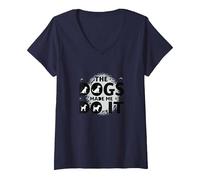 They're Eating The Dogs Made Me Do It - Funny Pet Humor V-Neck T-Shirt, Women, Navy, XL