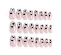 Thfaeyta Almond Glitter Star Press On Nails, 24Pcs Acrylic Soft Gel Reusable Star False Nails Artificial Fake Nail for Women Girls Laides Daily Wedding Dating Party Summer