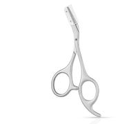 Thfaeyta Eyebrow Scissors with Comb, Stainless Steel Eyebrow Trimmer for Women & Men, Small Eye Brow Comb Scissors for Shaping & Trimming Grooming (Grey)
