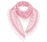 Thfaeyta Lace Floral Scarf for Women Triangle Sheer Shawl with Tassels | Triangle Floral Lace Shawl, Tassel Trim, Sheer Polyester Fabric, Multi Wear as Head Scarf Neck Wrap Belt Bag Decor for Daily