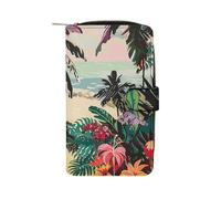THGJK Long Leather Wallet Tropical Floral Pattern Printed Passcase Zipper Small Wallet Credit Card Wallet Coin PocketKey Bag Holiday Gifts Unisex, style, 19.7x11x3.5cm, Modern