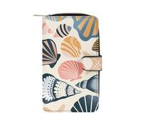 THGJK Long Leather Wallet Various Shell Images Printed Passcase Zipper Small Wallet Credit Card Wallet Coin PocketKey Bag Holiday Gifts Unisex, style, 19.7x11x3.5cm, Modern
