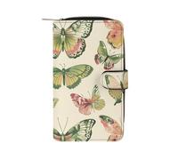 THGJK Long Leather Wallet Yellow Butterfly Pattern Printed Passcase Zipper Small Wallet Credit Card Wallet Coin PocketKey Bag Holiday Gifts Unisex, style, 19.7x11x3.5cm, Modern