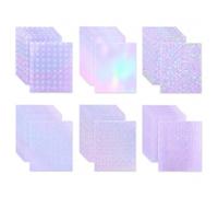 Thhiit 30pcs Holographic Sticker Paper, Vinyl Clear Laminate Sheets | A4 peel and stick sheets in rainbow, gem, dot, star and heart effects