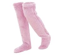 ThiCc Goose Down Knee Socks for Christmas - Cozy Fuzzy Plush Leg Warmers Long Over Knee Thermal Warm Floor Stockings Sleep Lounge Gift for Women Winter Home Comfort (Pink)