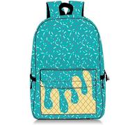 ThiCc Ice Cream Drip Backpack - Kawaii Shoulder Bag Cute School Bookbag Large Capacity Laptop Daypack with Side Pockets for Teens Students Travel Hiking Camping Sport Daily Use (Green)