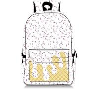 ThiCc Ice Cream Drip Backpack - Kawaii Shoulder Bag Cute School Bookbag Large Capacity Laptop Daypack with Side Pockets for Teens Students Travel Hiking Camping Sport Daily Use (White)