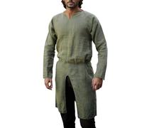 ThiCc Medieval Knight Viking Tunic for Mens - Retro Medieval Long Tunic Shirt Classic Viking Warrior Costume for Renaissance Halloween Cosplay Medieval Dress for Roleplay (Green,3XL)