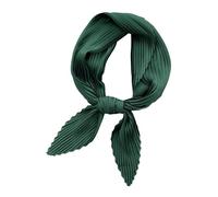 ThiCc Small Square Neck Scarf for Women - Lightweight Pleated Silky Satin Solid Color Fashion Bandana Neckerchief Hair Head Wrap Elegant Office Daily Travel Outfit Accessories (Green)