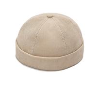 ThiCc Unisex Corduroy Docker Hat - Rolled Cuff Brimless Beanie Sailor Cap with Metal Buckle Adjustable Retro Skullcap Work Beanie Harbour Hat for Mens Womens