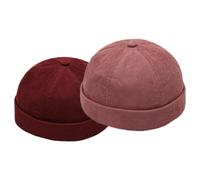 ThiCc Unisex Corduroy Docker Hat - Rolled Cuff Brimless Beanie Sailor Cap with Metal Buckle Adjustable Retro Skullcap Work Beanie Harbour Hat for Mens Womens (2pcs,Set 5)