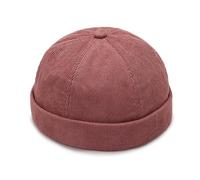 ThiCc Unisex Corduroy Docker Hat - Rolled Cuff Brimless Beanie Sailor Cap with Metal Buckle Adjustable Retro Skullcap Work Beanie Harbour Hat for Mens Womens (1pcs,Pink)