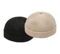 ThiCc Unisex Corduroy Docker Hat - Rolled Cuff Brimless Beanie Sailor Cap with Metal Buckle Adjustable Retro Skullcap Work Beanie Harbour Hat for Mens Womens