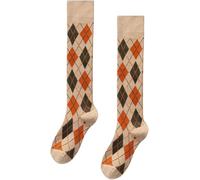 ThiCc Women's Argyle Knee-High Socks - Vintage Diamond Pattern Long Tube Socks Japanese Harajuku Preppy Style Cozy Cotton Fall Winter Lattice Plaid Athletic Socks Gift Lolita Stockings (1pc,Khaki)