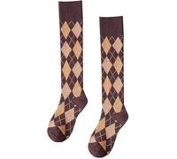 ThiCc Women's Argyle Knee-High Socks - Vintage Diamond Pattern Long Tube Socks Japanese Harajuku Preppy Style Cozy Cotton Fall Winter Lattice Plaid Athletic Socks Gift Lolita Stockings (1pc,Brown)