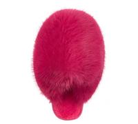 ThiCc Women's Cozy Faux Fur House Slippers - Fluffy Plush Solid Color Closed Toe Flat Warm Slipper Shoes Non-Slip Sole Slip on For Home Bedroom Indoor Outdoor Winter Comfort (Rose,42-43)