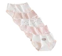 ThiCc Women's Cute Cotton Briefs - 5 Pack Kawaii Japanese Style Mid Rise Pink Triangle Underwear Full Coverage Soft Sweet Bow Ruffle Trim Comfy Daily Panties Knickers Lingerie (#2,L)