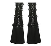 ThiCc Y2K Black Leg Warmers For Women Teens - Gothic Punk Flared Leg Sleeves Grunge Gyaru Harajuku Baggy Leg Covers Metal Buckle PU Straps Decor Emo Rave Festival Accessories (Black,L)