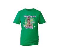 Thiccolas Cage Funny Meme T-Shirt - Gag Unhinged Gift Inappropriate Cursed Celebs Celebrities Offensive Raunchy Stupid Meme Tee (KellyGreen, L Years)