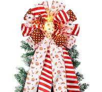 Thiccywoov Christmas Tree Topper 12 x 45'' Large Christmas Bows with Glitter Large Gingerbread Man Toppers Decorative Gift Bows for Wreaths Thanksgiving Xmas Tree Ornament