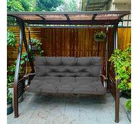 Thick 10cm Outdoor Swing Cushion Waterproof 100x100x10cm with Backrest Canopy Fits 2-3 Person Hammock Dark Gray Garden & Patio Mat