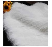 Thick 150 x 50 cm long pile 60 mm faux fur fabric for upholstery DIY crafts, soft fake plush fur luxury shag fabric for costumes coat cosplay ear fursuit carpets props backgrounds (colour: white)