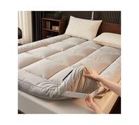 Thick 3.5 Inch Queen Mattress Topper Ventilated Design Mattress Pad King Size Soft Soybean Fiber Bed Topper With 4 Anti-Slip Straps Comfort For Sleep(Gray,Twin-90 * 200cm)