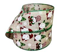 Thick 75mm Wide X 2M Long Gonk & Snowflake Hessian Style Christmas Cake Ribbon Gift Wrap Decoration Ribbon & Decorating Ideas for Present Bows Toppers or Wrapping Bags Box Balloon String Cards Craft