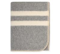 Thick Alpaca Wool Blanket Heavyweight for Camping or Indoors | Soft Peruvian Alpaca Wool Blankets (Soft Gray - Ivory Stripes, Travel Size)