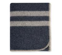 Thick Alpaca Wool Blanket Heavyweight for Camping Outdoors or Using Indoors | Soft Peruvian Alpaca Wool Blankets (Blue Jean - Soft Gray Stripes, Travel Size)