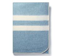 Thick Alpaca Wool Blanket Heavyweight for Camping Outdoors or Using Indoors | Soft Peruvian Alpaca Wool Blankets (Soft Blue - Ivory Stripes 2, Queen)