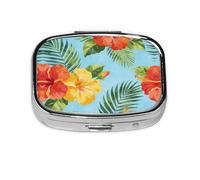 Thick and Leafy Print Pill Box, Compact Pill Organizer with Full-Print Design for Travel and Daily Use