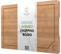 Oliver's Kitchen's Premium 100% Organic Large Bamboo Chopping Board - (45 x 30 x 2 cm) - Reversible Wooden Cutting Board - Strong, Durable & Hard Wearing Serving Board - Easy To Clean with Drip Groove