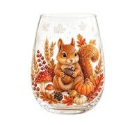 Thick Base Stemless Egg Shape Glass Tumbler Borosilicate Fall | Wide Mouth Pumpkin Scarecrow Maple Leaf Autumn Thanksgiving Drinkware Sunflower Thick Base Cup (Style E)