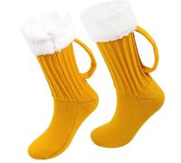 Thick Beer Mug Socks, 43cm Length, 25cm Width, Yellow, EU 36-42