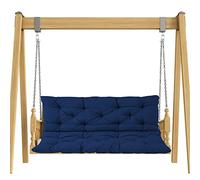 Thick Blue Sofa Cushion Pad for 2 3 Seater Bench Soft Indoor Outdoor Chair Cushion with Backrest Nonslip Ties for Dining Kitchen Furniture 120x100x8cm