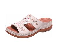 Thick Bottom Incline and Outdoors Wear Open Toe Square Cold Drags Women's Shoes Korean Denim Fabric High Heeled 425, pink, 8.5 UK