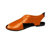 Thick Bottom Slope And Fashion Outside Wearing Open Toed Square Head Cold Drags Women's Shoes Korean Denim Cloth High Heeled Wide Strap Sandals for Women (Orange, 7.5)