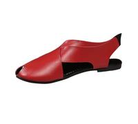 Thick Bottom Slope And Fashion Outside Wearing Open Toed Square Head Cold Drags Women's Shoes Korean Denim Cloth High Heeled Wide Strap Sandals for Women (Red, 5)
