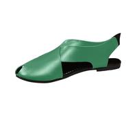 Thick Bottom Slope And Fashion Outside Wearing Open Toed Square Head Cold Drags Women's Shoes Korean Denim Cloth High Heeled Wide Strap Sandals for Women (Green, 4.5)