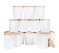 Thick Candle Jars for Making Candles 16 Pcs, 7 OZ Empty Jars with Wood Lids for Candle Making, Sample Container, Light White